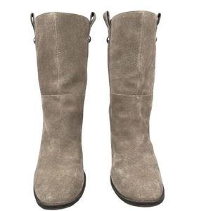 Nine West Harbourno Gray Mid-Calf Suede Leather Boots